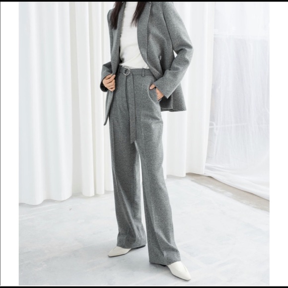 & Other Stories Pants - &Other Stories Duo D-ring Herringbone Wool Pants